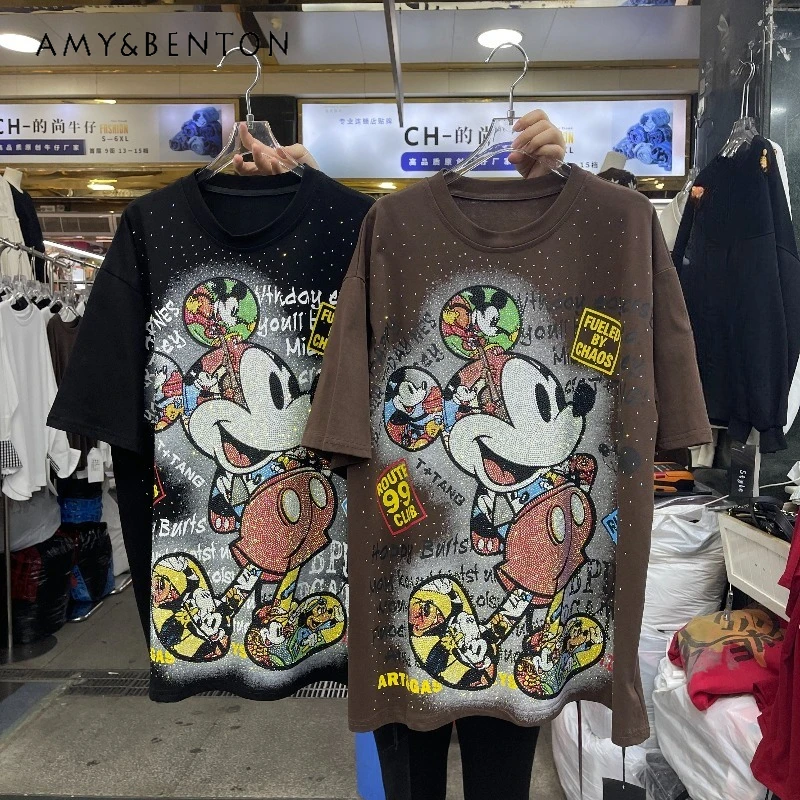 

Y2k Short Sleeved T-shirt Series 2026 Trendy Brand New Heavy Craft Fashion Cartoon Age-Reducing Loose Oversized Top Tees Women