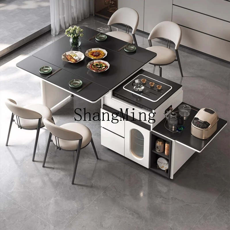 

LXY movable dual-purpose island small apartment dining table folding retractable tea dining table and chair combination