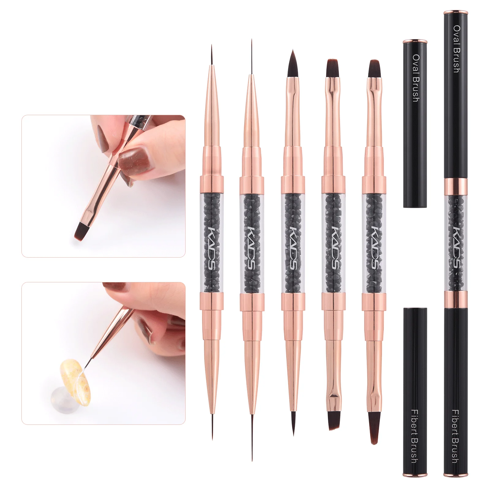 5Pcs/Set Double-Ended Nail Gel Brushes Acrylic Painting Drawing Gel Polish Extension Builder Lines Grids Art Design DIY Tools