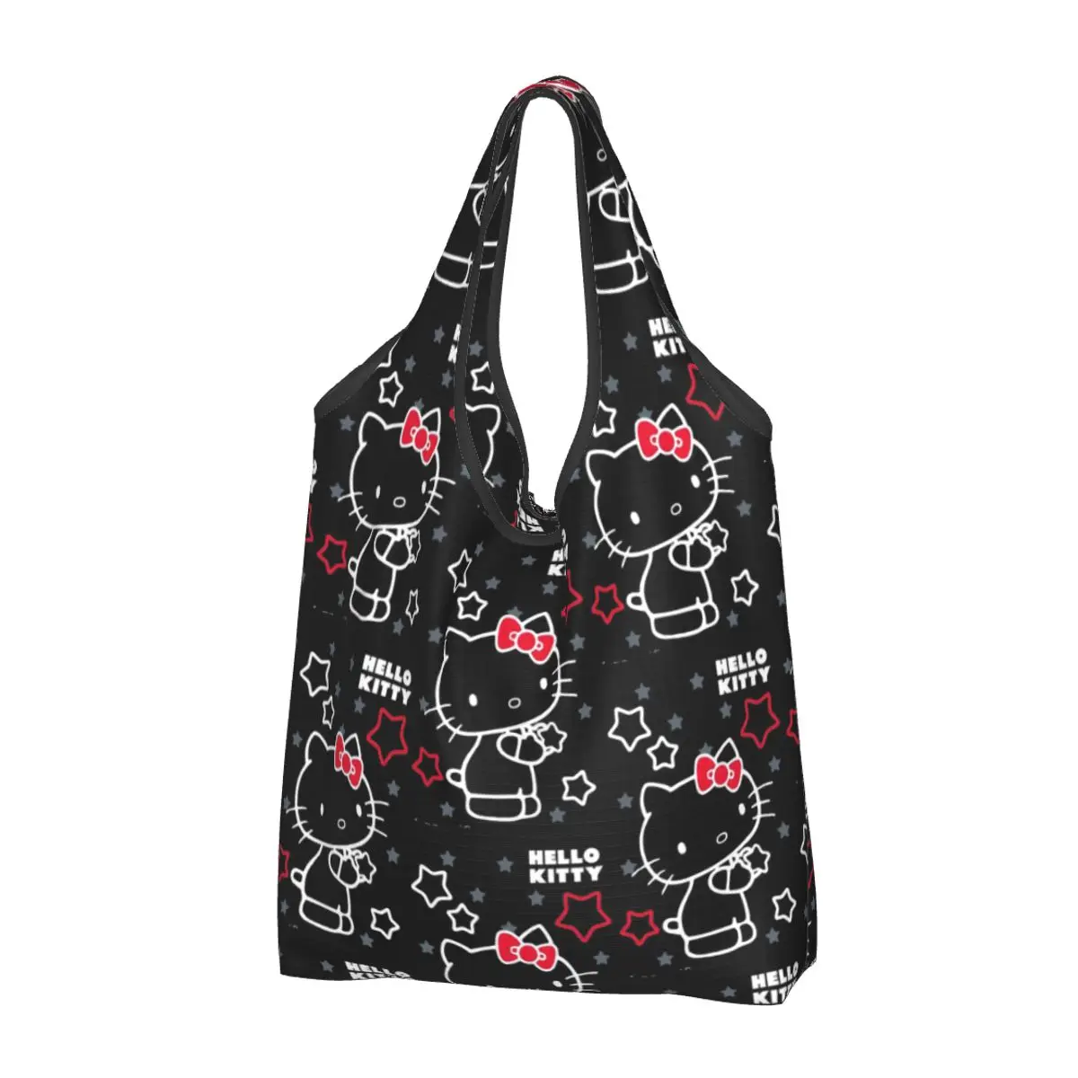 Custom Recycling Hello Kitty Shopping Bag Women Tote Bag Portable Sanrio Kitty White Grocery Shopper Bags