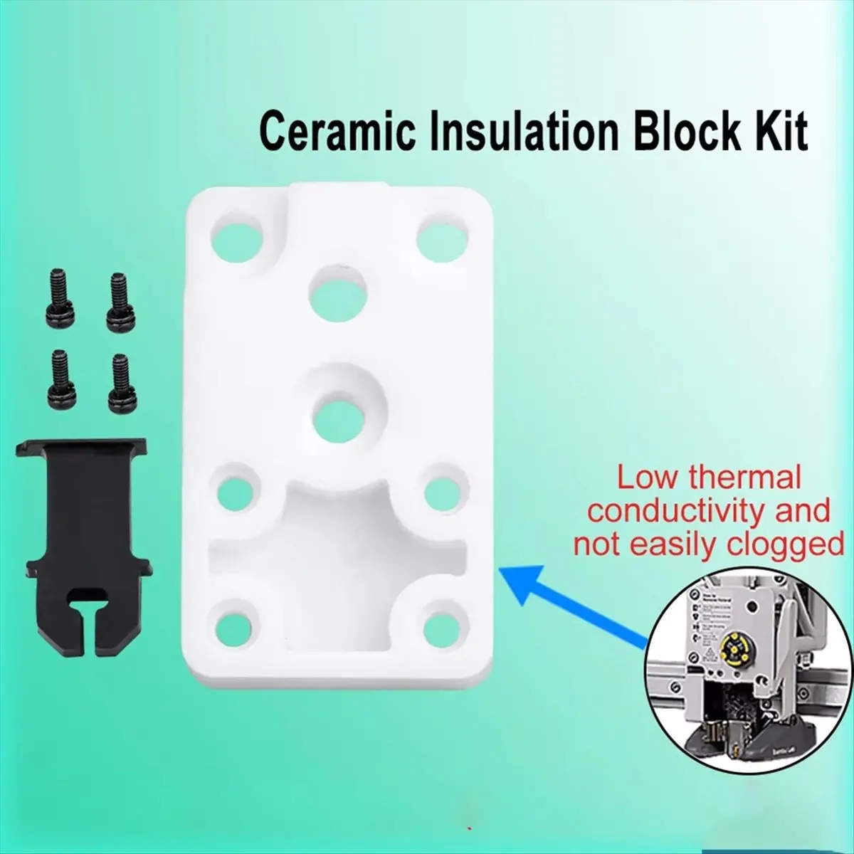 ●For Bambu Lab A1/A1 Mini Heating Assembly Ceramic Insulation Block Kit Hotend Heat Mounting for Bambulab H2D Left Base