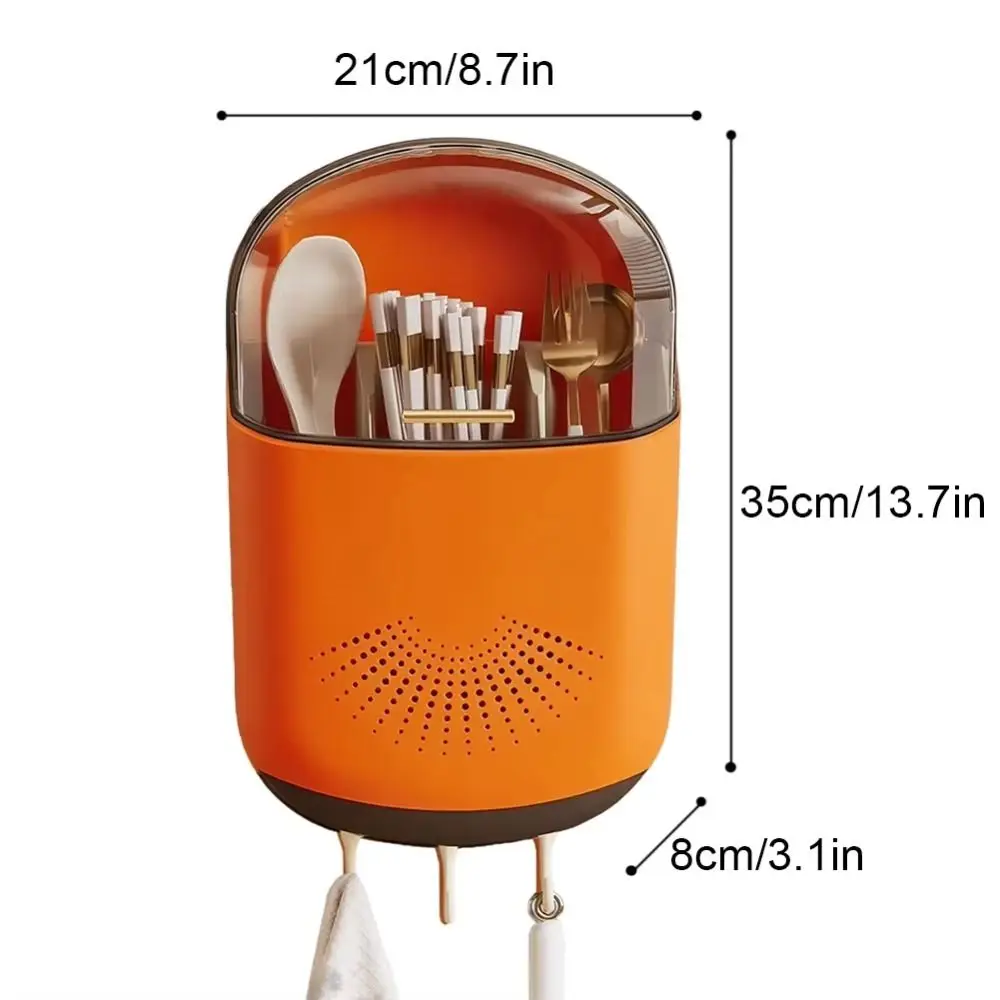 Punch-free Wall-mounted Chopstick Cage Draining Ventilated Chopstick Storage Box Space-Saving Good Load-bearing