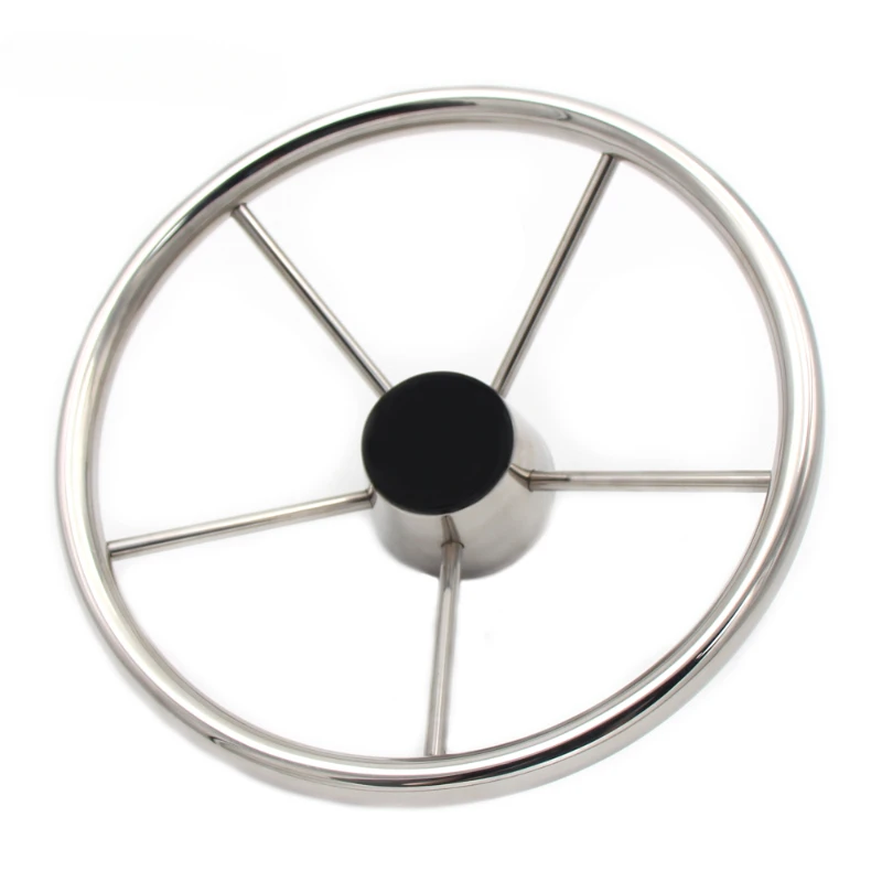 Marine Stainless Steel Steering 5-Spoke Wheel With Knob Grip Boat Accessories Fit For Boat