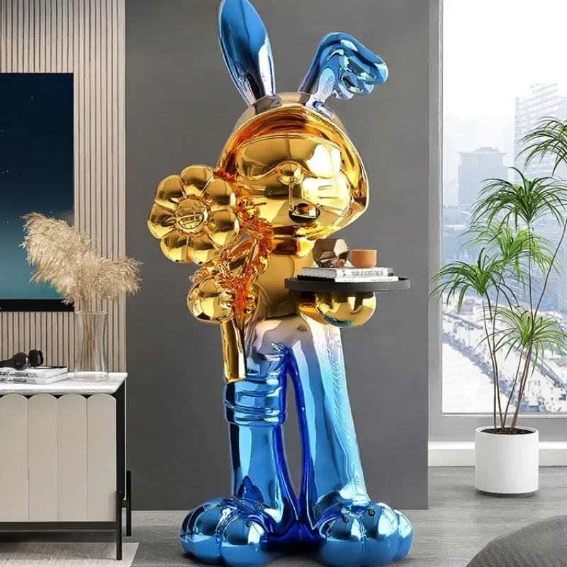 Luxury Glass Fiber Reinforced Plastic Rabbit Moulding Groot Sculptures Art Interior Living Room Decor Creative Room Decoration