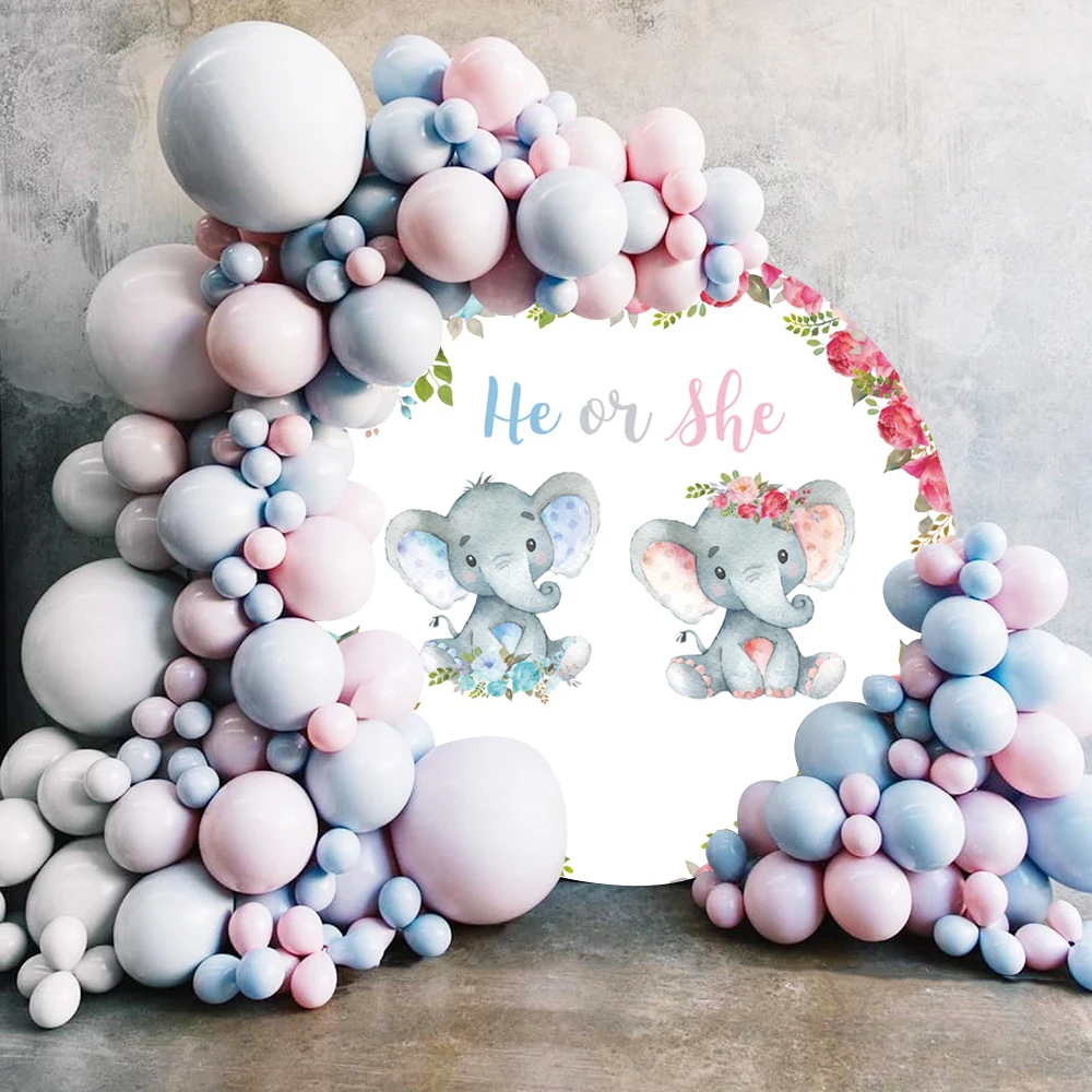 الفيل الجنس تكشف خلفية صبي أو فتاة استحمام الطفل ديكور الحفلات راية الوليد الوردي والأزرق استحمام الطفل خلفية ملصق