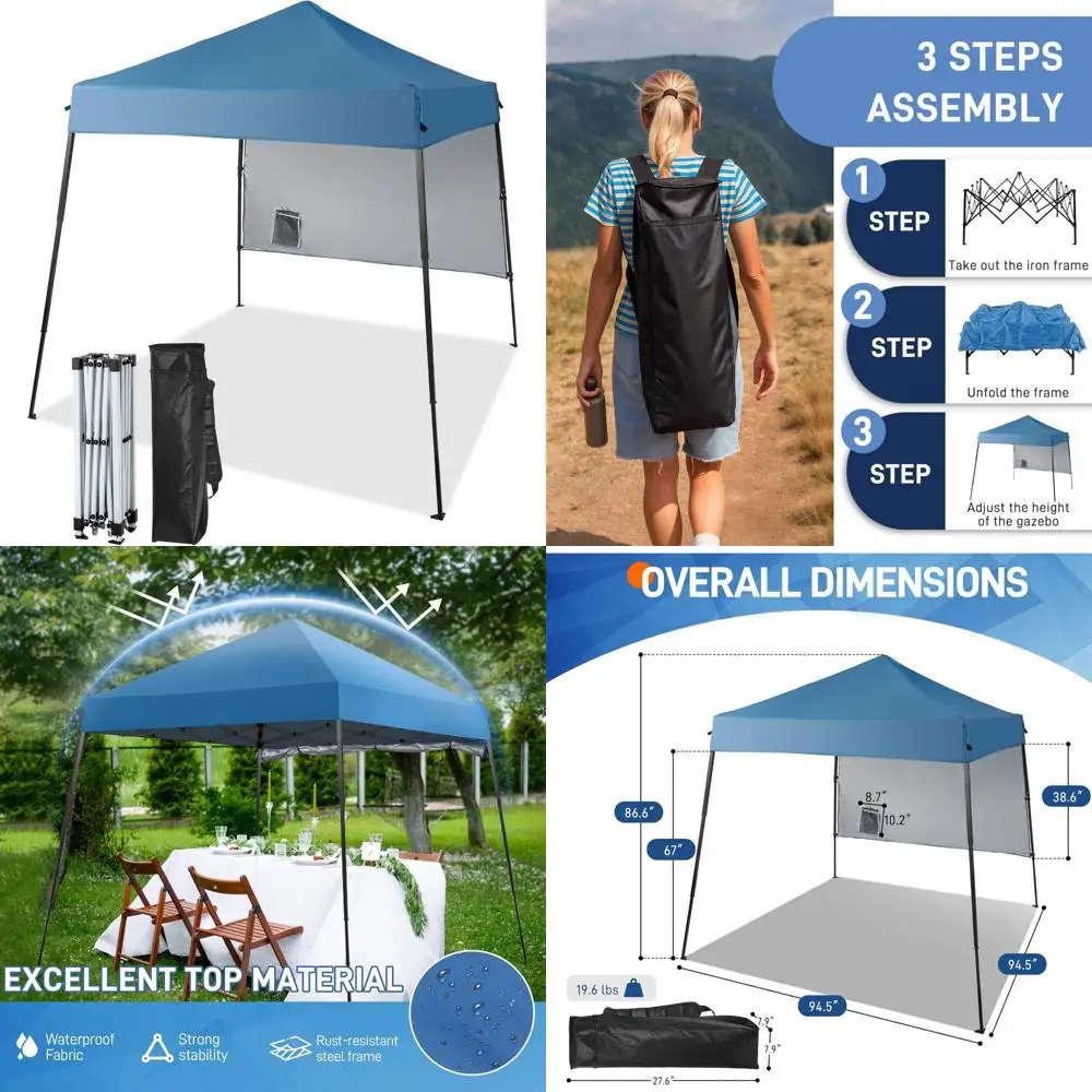 

Waterproof UV-Protected 6x6 Instant Pop Up Gazebo Tent with Slanted Legs for Commercial Use, Outdoor Canopy Shelter