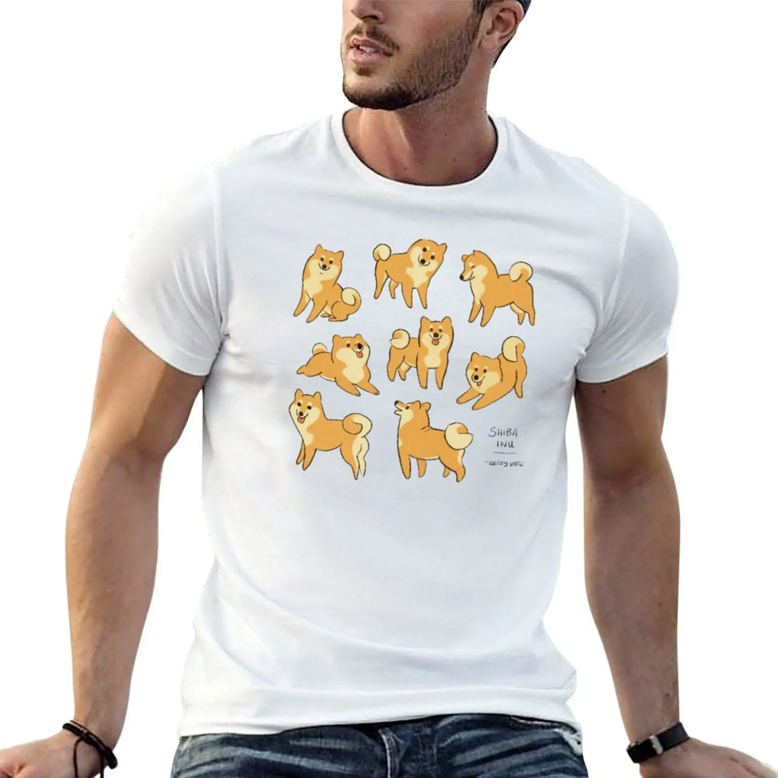 

Playful Shiba Inu Sketches T-Shirt mens graphic t shirts t shirts cotton 100% essential t shirt T-Shirt