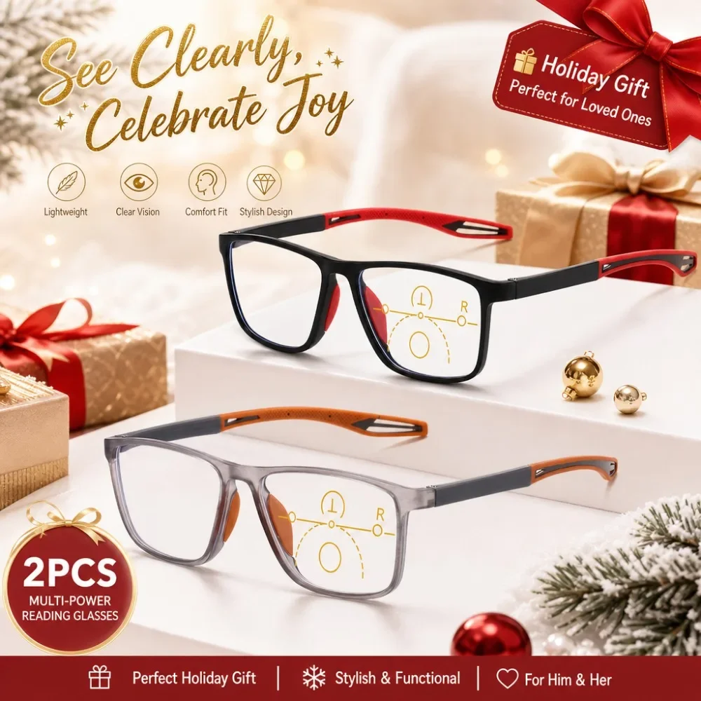 2Pcs Christmas Gift Progressive Reading Glasses Comfort Fit Readers for Men Women