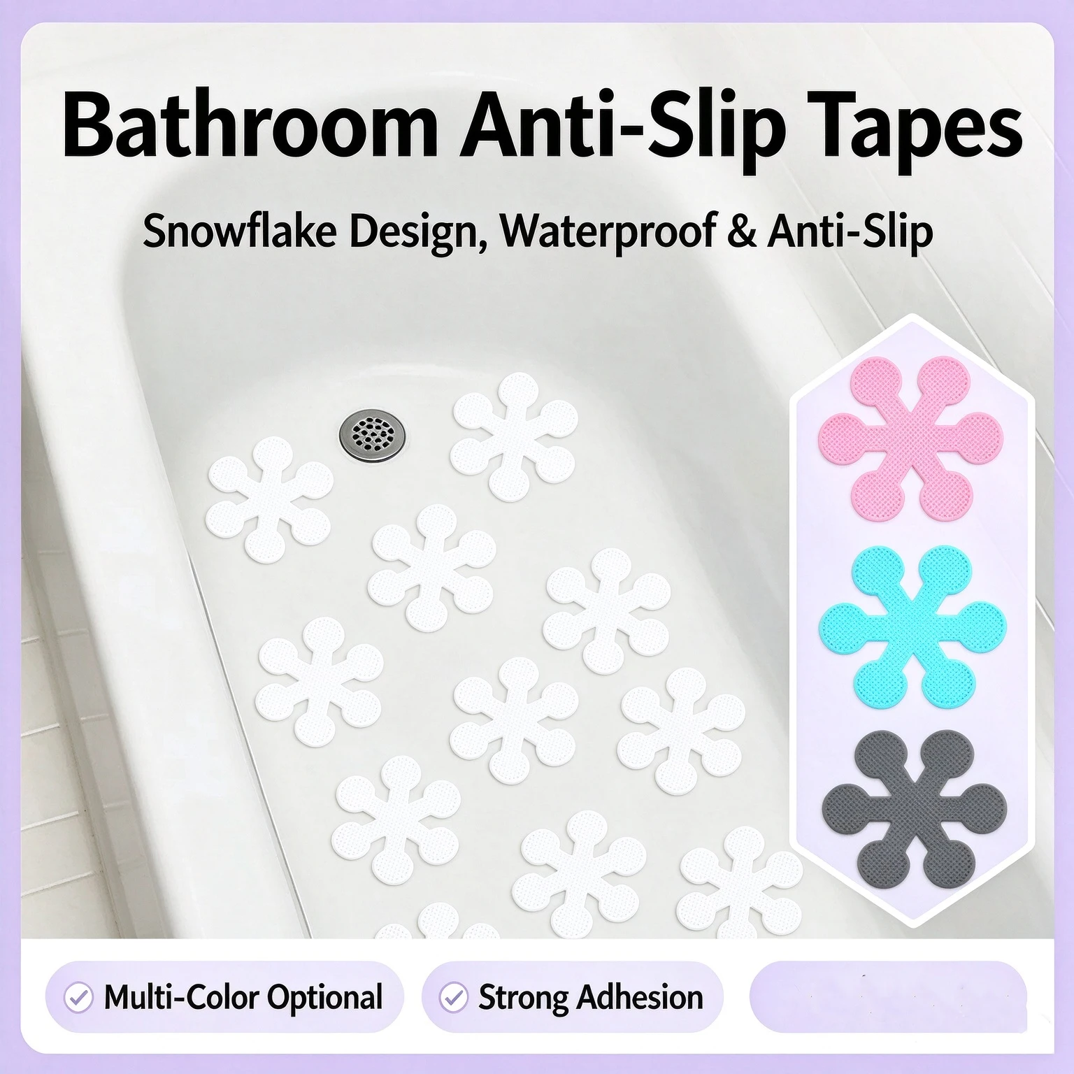 Snowflake Star Anti Slip Shower Stickers Premium Adhesive Non Slip Bathtub Safety Tread Sticker Textured Antiskid Decals Shower