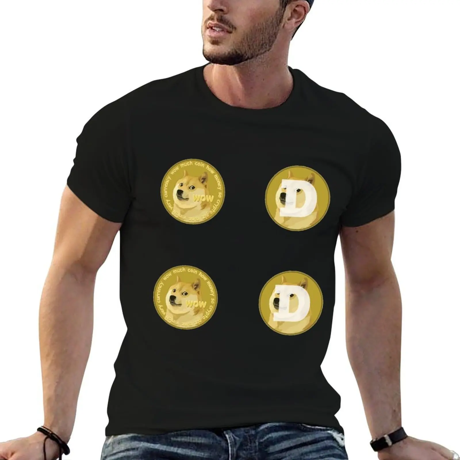 Dogecoin *Value* Pack 4 T-Shirt man t shirts cotton t shirt man cotton man t shirt luxury T-shirt