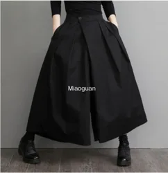 Dark Gothic Style Loose 9-point Pants 2025 New Wide Leg Pants Large Size Design Pants Unisex Spring Autumn Casual Black Female