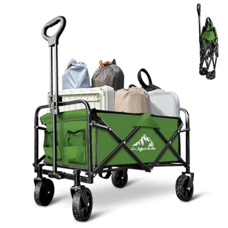 

Garden Cart Folding Wagon with Small Wheel, Collapsible Outdoor Cart Heavy Duty with Universal Wheels and Adjustable Handle, Ut