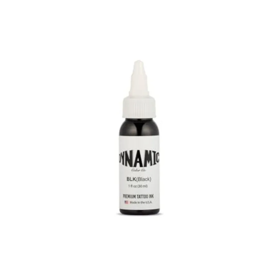 

. - Black Tattoo Ink Long Lasting Vivid Color Sterilized Made in USA Since 1990 1 oz Bottle