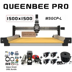 20%OFF BulkMan 3D Silver 1500x1500 QueenBee PRO CNC Full Kit with Maker Shield GRBL Control Wood Router CNC Working Machine