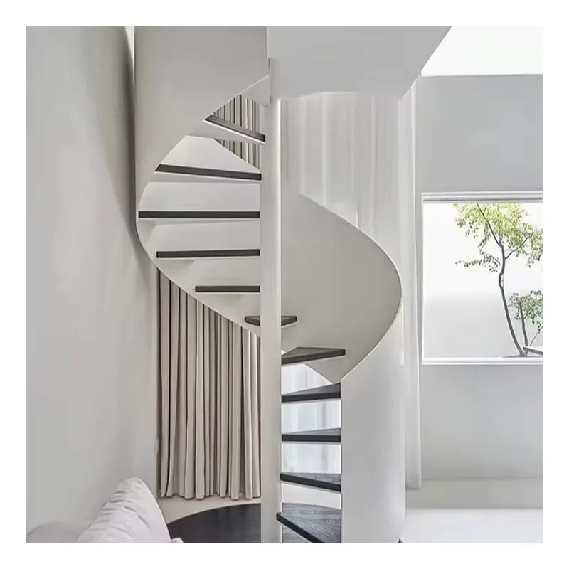 Modern Customizable Stainless Steel  Prefabricated Spiral Stair Design Metal Indoor Circular Staircase Curve Staircase Ladder