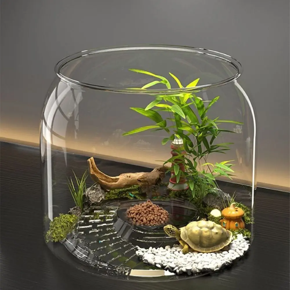Multifunctional Transparent Round Fish Tank Anti-broken Plastic Viewing Tank Decorative Fall Resistant Fish Bowl Office