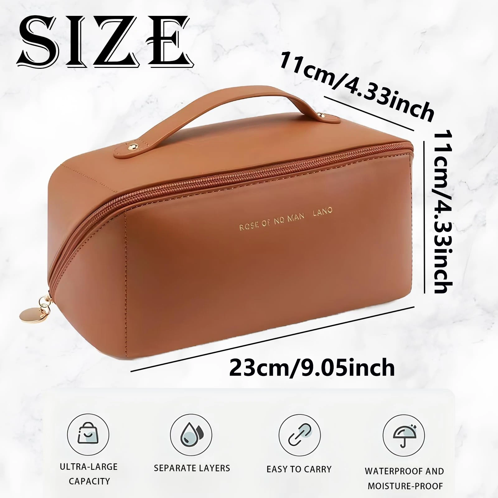 1pc High Quality Makeup Bag, Large Capacity Double-Layer Cosmetic Organizer for Lipstick, Eyebrow Pencil, Watch, Necklace