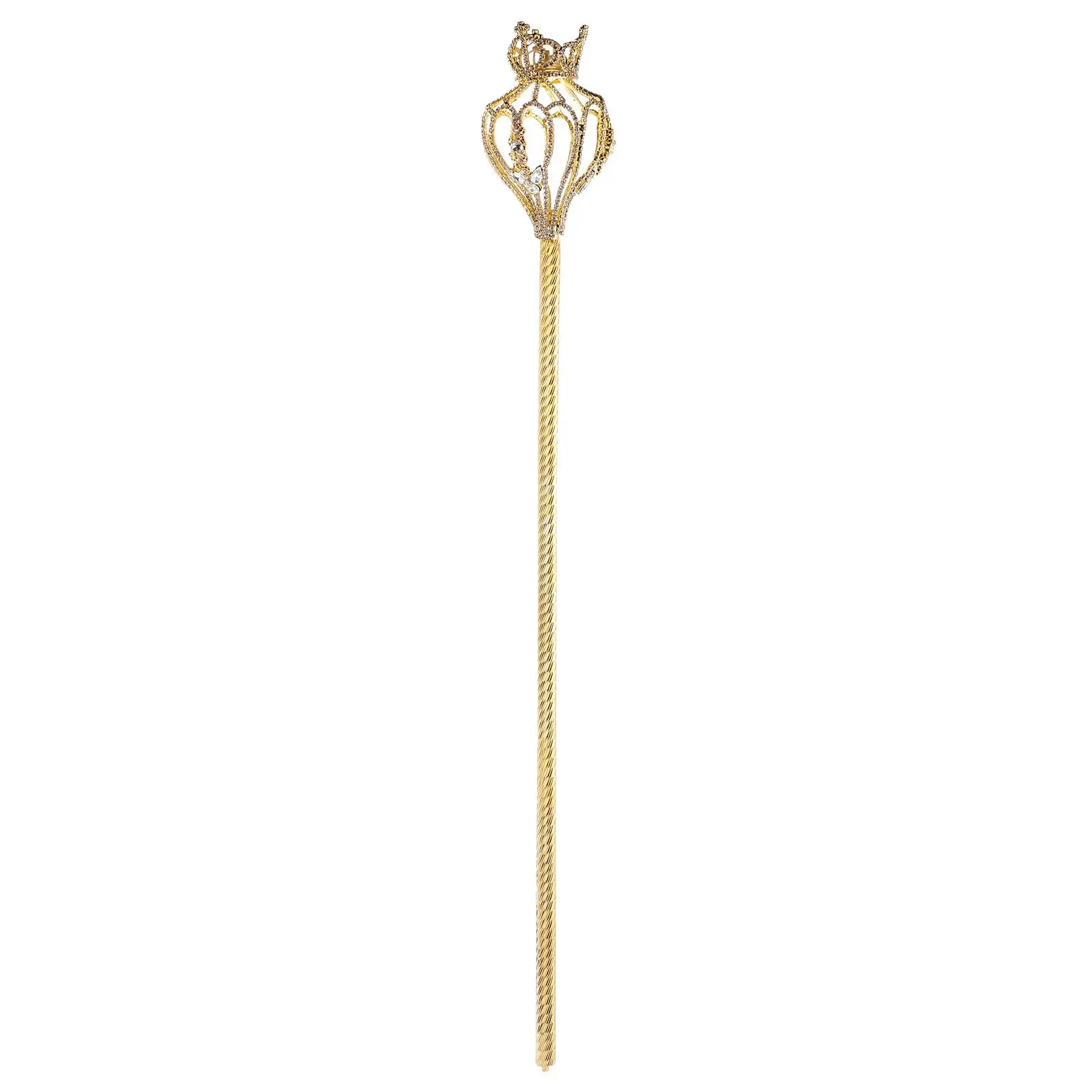 

Sparkling Rhinestone Crown Scepter Gold Non Extendable Fairy Accessories for Halloween Cosplay Birthday Wedding Party