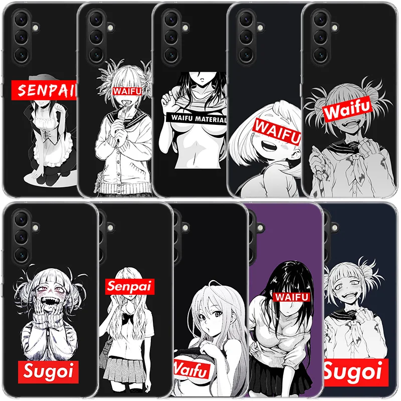 Sugoi Senpai Anime Waifu Clear Phone For Samsung Galaxy A55 A35 A25 A15 A05S A04S A14 A24 A34 A54 A03S A13 A23 A33 A53 A73 A9 A8