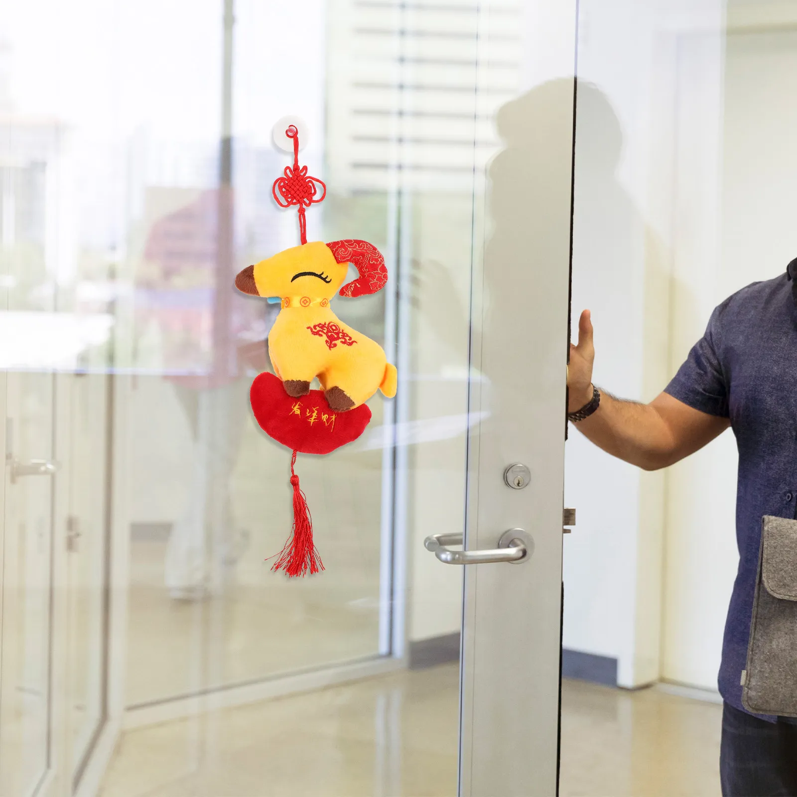 2Pcs Chinese Zodiac Hanging Sheep Red Yellow Soft Year of The Sheep Decoration Lunar New Year Door Tabletop Ornament