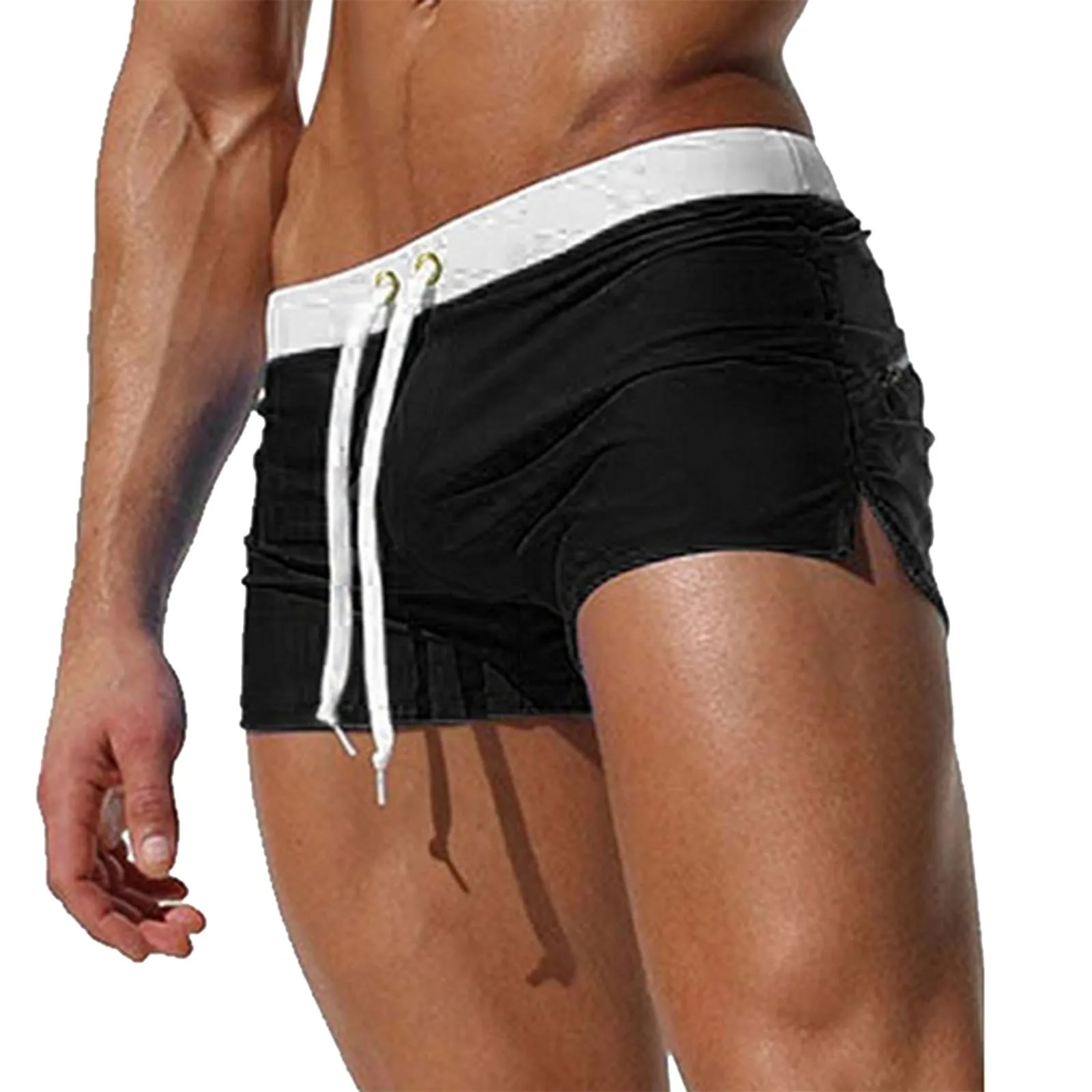 Short de plage blanc pour homme, vêtement d'été, fermeture éclair, poche, proximité, wstring, document solide, court de sport, short de gym, zones de sport