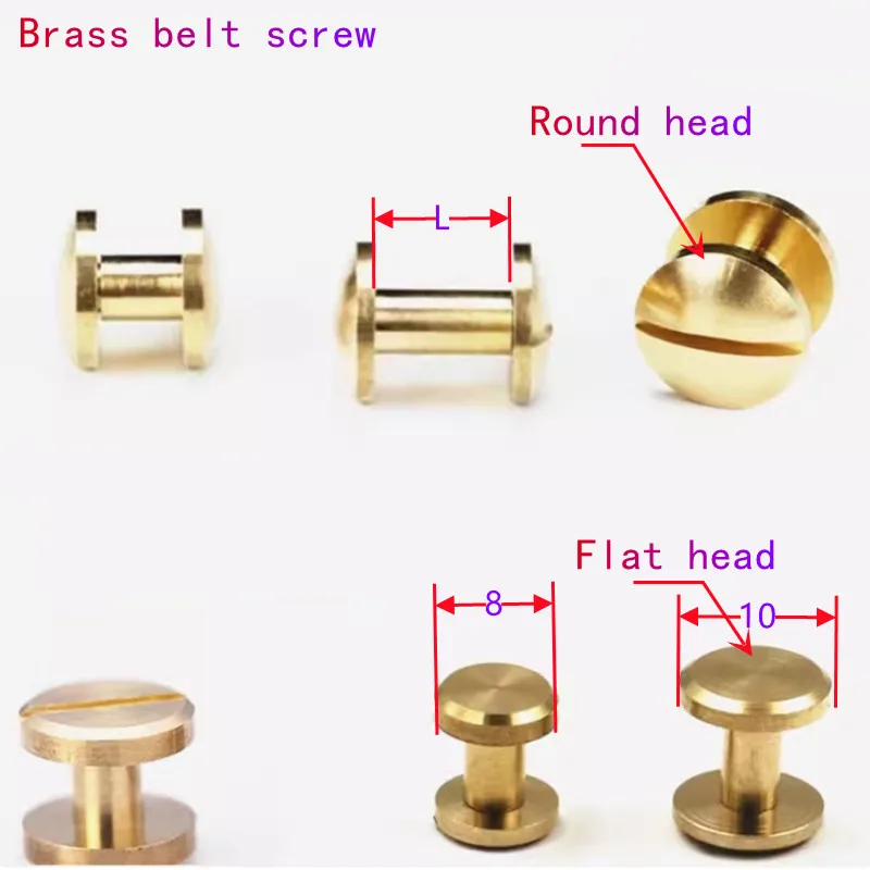 10 مجموعات الصلبة حزام من النحاس المسمار ملزمة شيكاغو كتاب مسامير مسمار مسمار المسامير لألبوم الصور الجلود الحرفية ترصيع رئيس 8 مللي متر/10 مللي متر