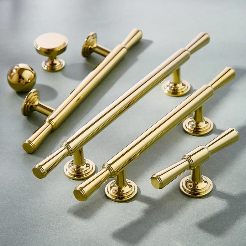 Bright Gold Cabinet Door handle Brass Wardrobe Handles Single-Hole Knobs for Shoe Rack Wine Cabinets & Drawer Furniture Hardware