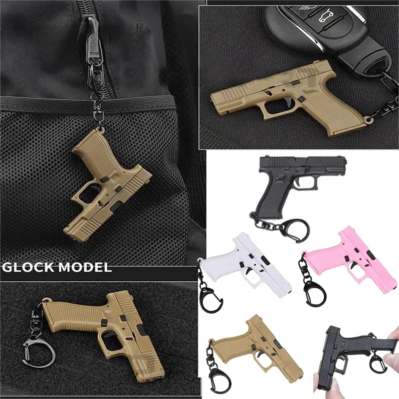 

Men's Tactical Pistol Shape Keychain Mini Portable Decorations Detachable G45 Keyring Key Chain Ring Realistic Model Toys Gift