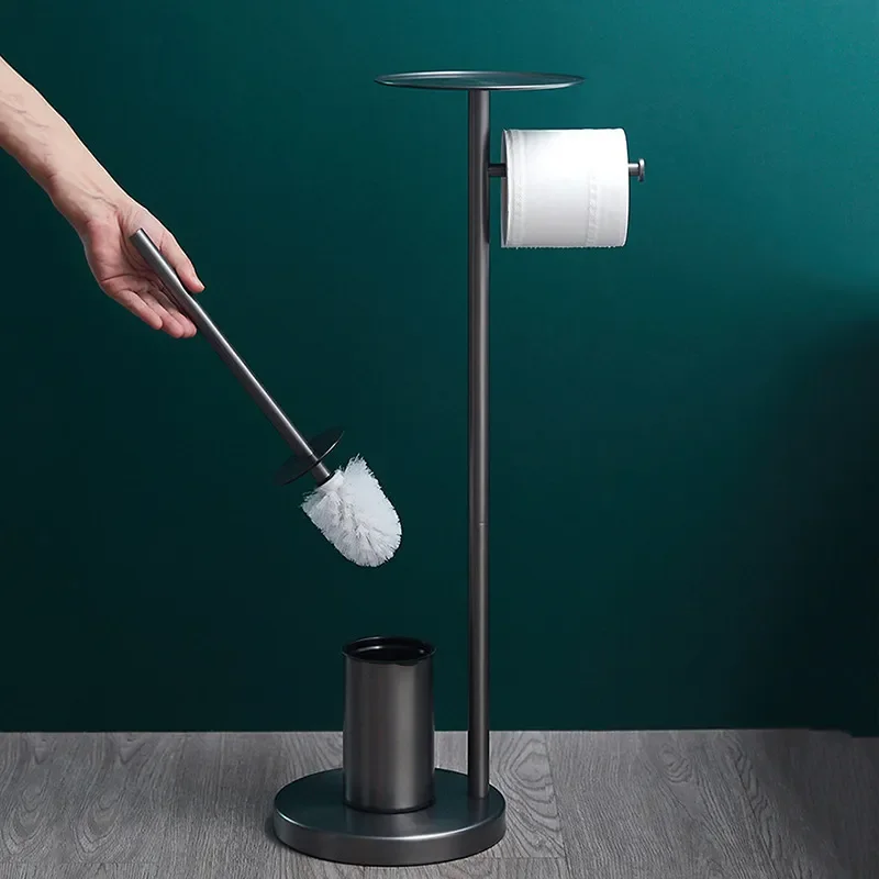 Stainless Steel Toilet Paper Holder with Brush Stand Wall Mounted Tissue Roll Rack for Bathroom Hotel Home Storage Organizer