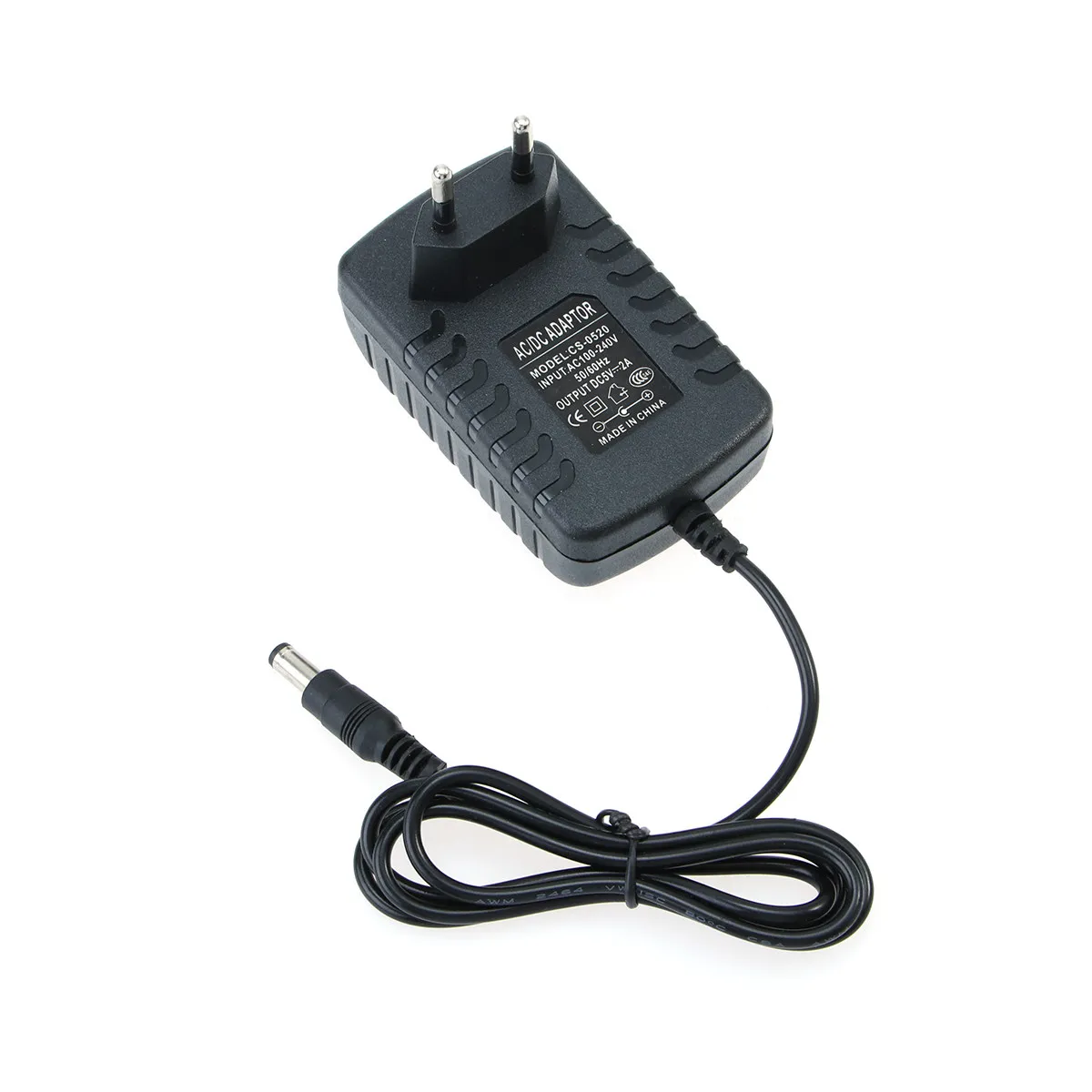 Black 5V 2A Eu Plug Power Adapter Ac 100-240V 50-60Hz 3.5mm X 1.35mm Tip Portable Lightweight Charger Compatible Home Travel Use