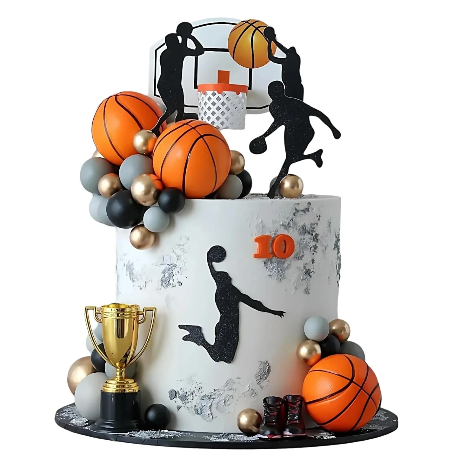 Décorations de gâteau sur le thème du basket-ball, 29 pièces, décorations de gâteau avec panier de basket, décorations de fête sur le thème du sport, fournitures pour fêtes sportives.