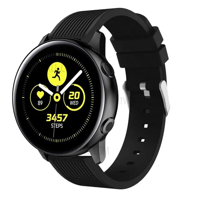 

Мягкий силиконовый ремешок для часов с текстурой полоски для Samsung Galaxy Watch Active SM-R500 - черный