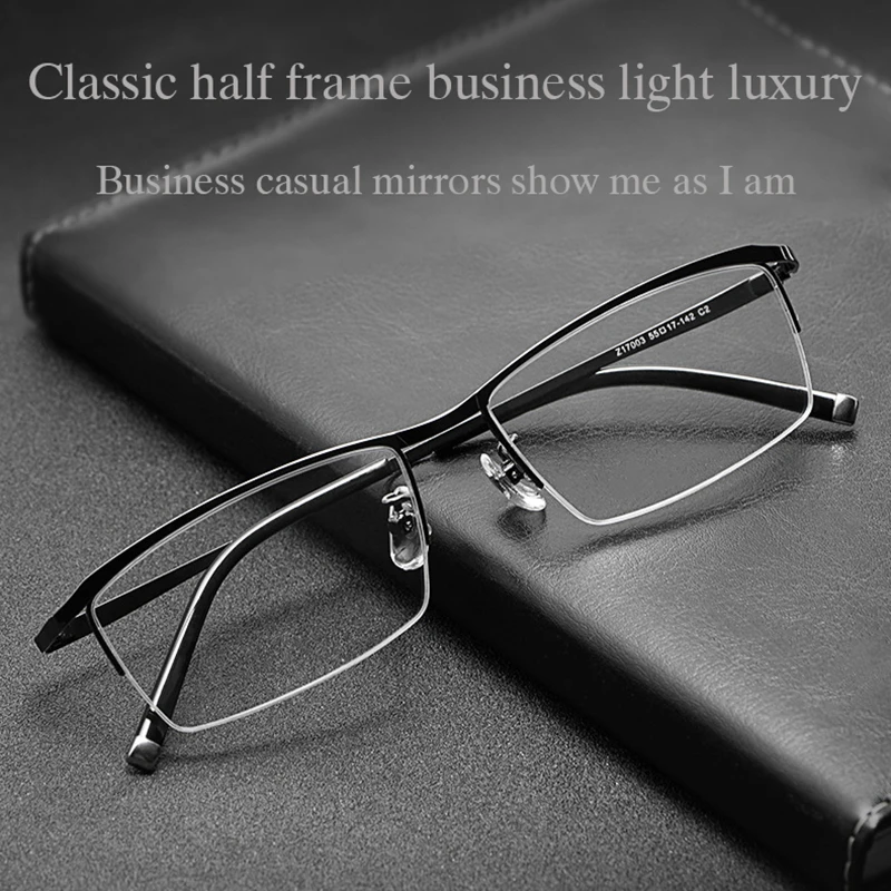 2022 New Half Rimless Optical Glasses Frame for Men Eyewear Prescription Eyeglasses with Recipe Alloy Flexible Spectacles Frame