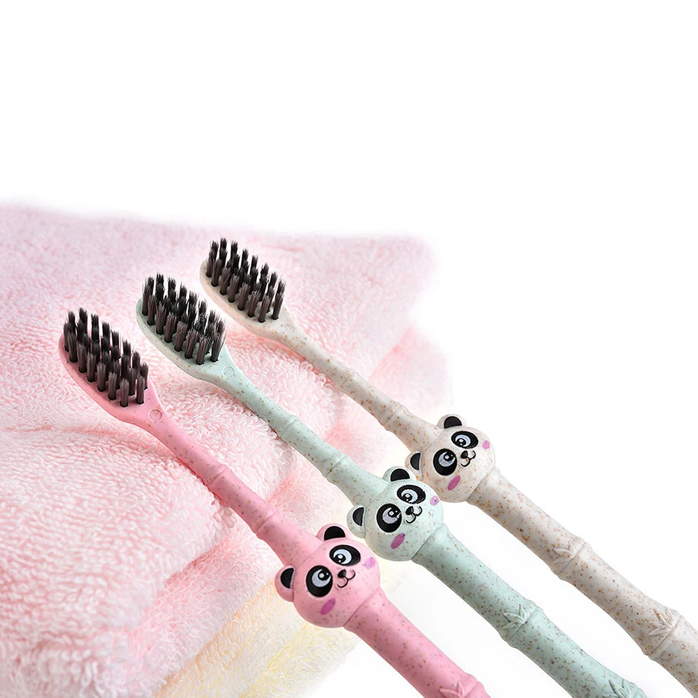 

Panda Toothbrush Pcs Kids Easy Bristle Toothbrush Hold Wheat Eco-friendly Bristle Student Soft No Pollution Biodegradable Safe