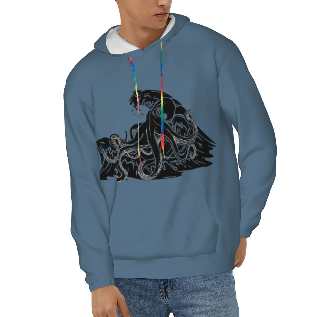 

Octopus In Waves Silhouette Hoodies Men Sweatshirt Male Hoody Hip Autumn Winter Hoodie Mens Clothing