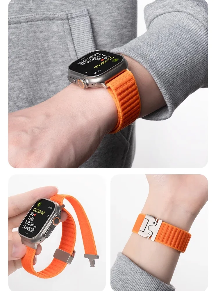 حزام نايلون لساعة أبل الترا 2 باند 49 مللي متر 10 9 8 7 45 مللي متر 41 مللي متر 44 مللي متر 46 مللي متر 42 مللي متر سوار مرن مضفر لسلسلة IWatch 6 SE