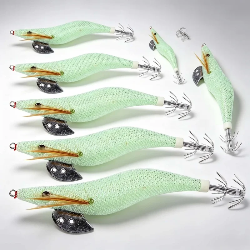 Specialized for Sea Fishing 8-15 CM Luminous Wood Shrimp Lure 6-23 G Multi-Size White Hard Bait Bionic Fishing Lure Set in a Box