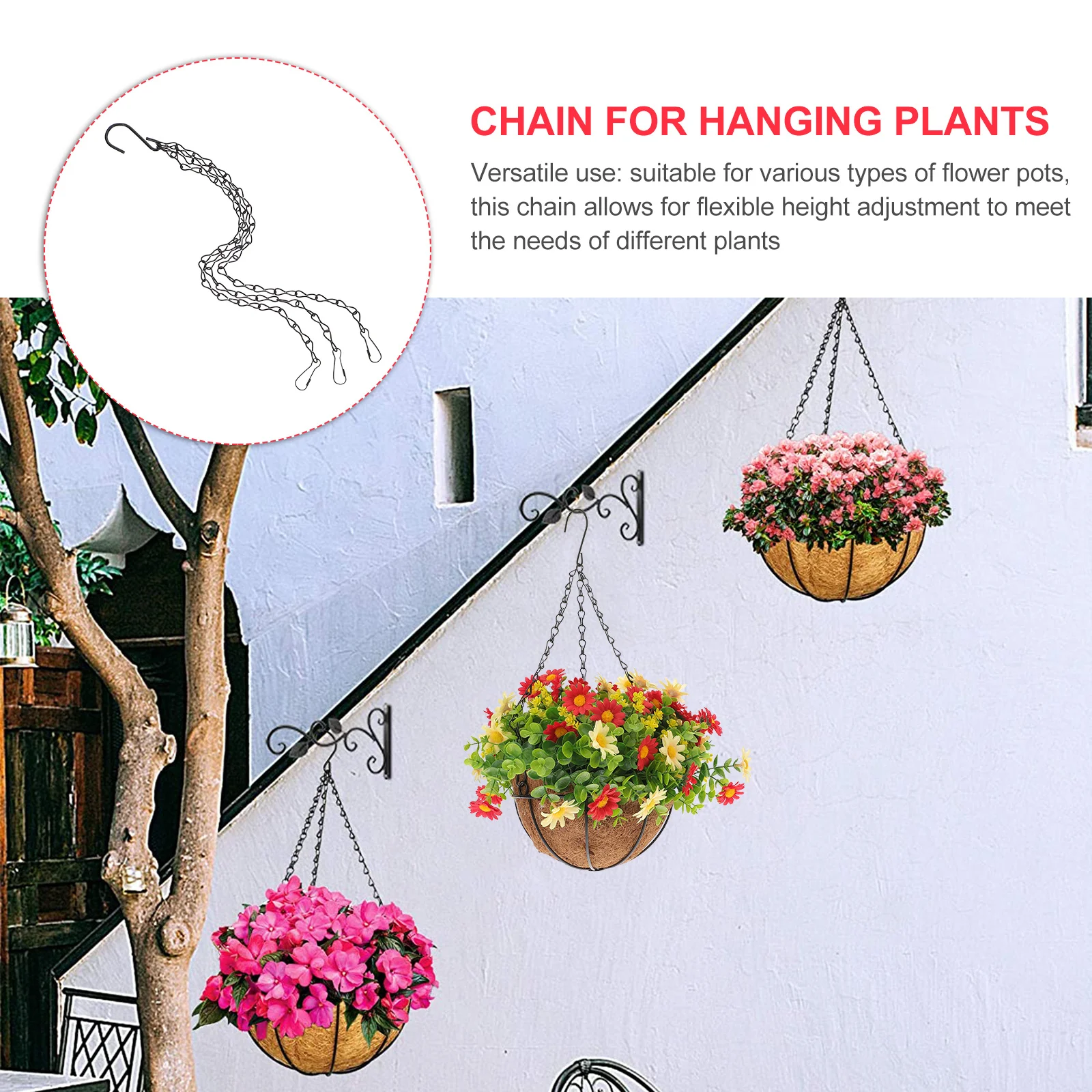 Chaînes de jardinières en métal pour plantes suspendues, 4 pièces, cintre de jardin robuste, utilisation en extérieur, Pot de fleur, chaîne de remplacement, mangeoire pour oiseaux