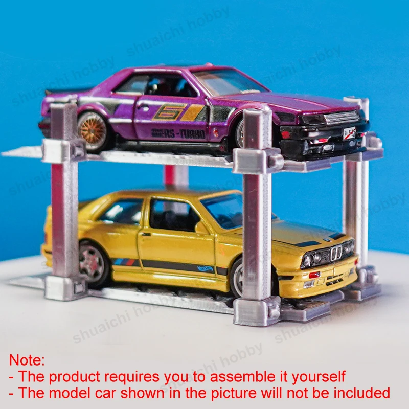 1Set 1/64 Scale Garage Lift-type Parking Rack Model 3D Printed PLA Material Double Layered Display Bracket Tools for Model Cars