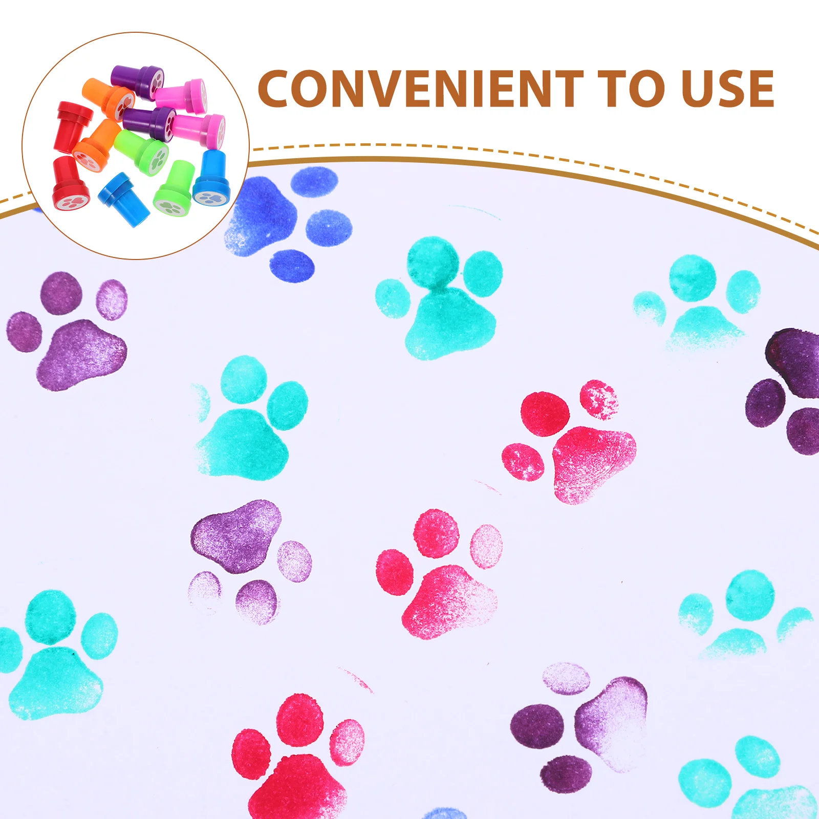 12 Pcs Dog Paw Small Seal Party Favors Gift Stamps Stampers for Kids Bulk Plastic Adorable