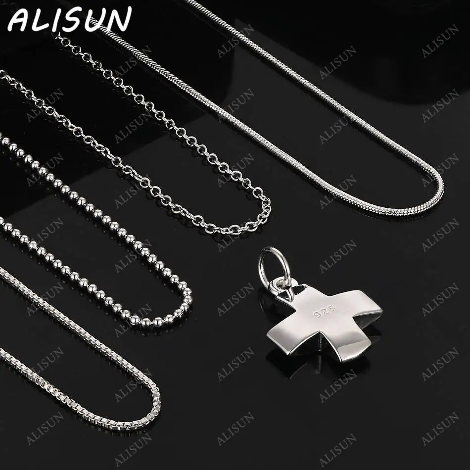 

ALISUN 40-75cm 925 Sterling Silver Cross Pendant Necklace For Women Men Creativity Gifts Street All-match Party And Daily Wear