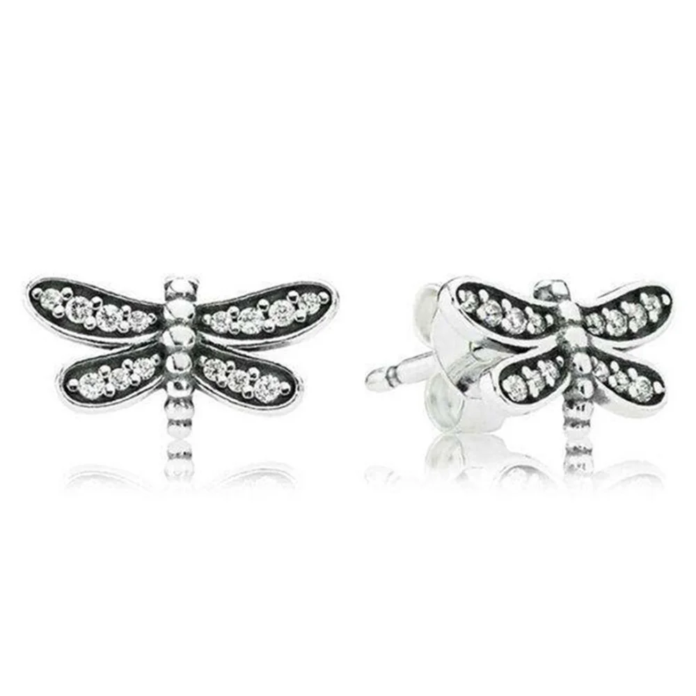 925 Sterling Silver Majestic Feathers Geometric Lines Interlinked Circles Tiara Fashion Stud Earrings For Women Gift DIY Jewelry