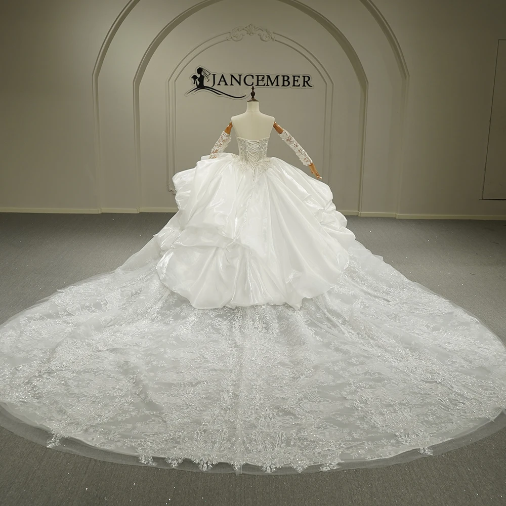 Royal Ball Dress Organza Bride Dress Court Train Ball Gown Removable Sleeve Wedding Dress Customized vestidos de novia boda