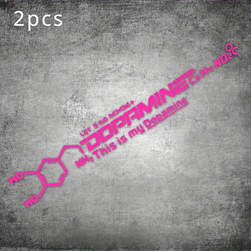 2Pcs 2D Flat Dopamine Molecular Formula Vinyl Stickers, Waterproof Decal For Bike Frame Decor, Holiday Gift
