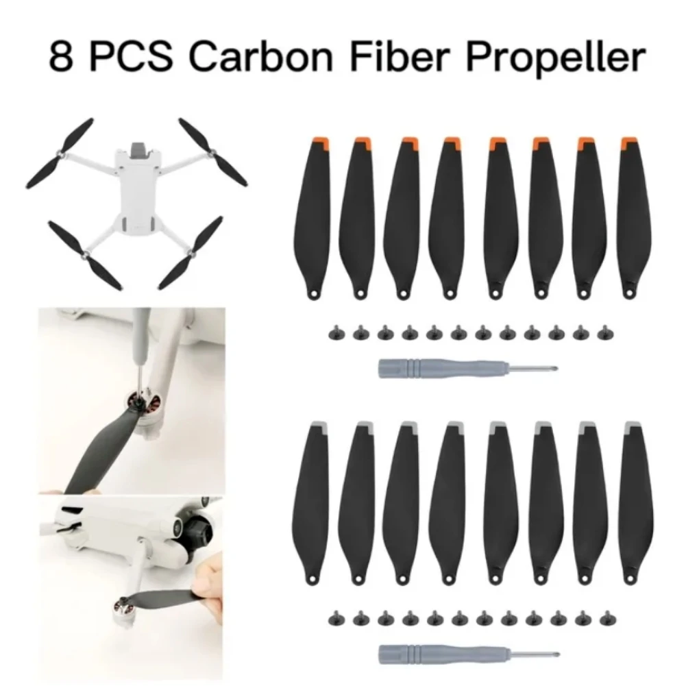 8pcs Carbon Fiber Propeller for DJI Mini 3 Pro Props Blade Replacement Light Weight Wing Fans Spare Parts Drone Accessories