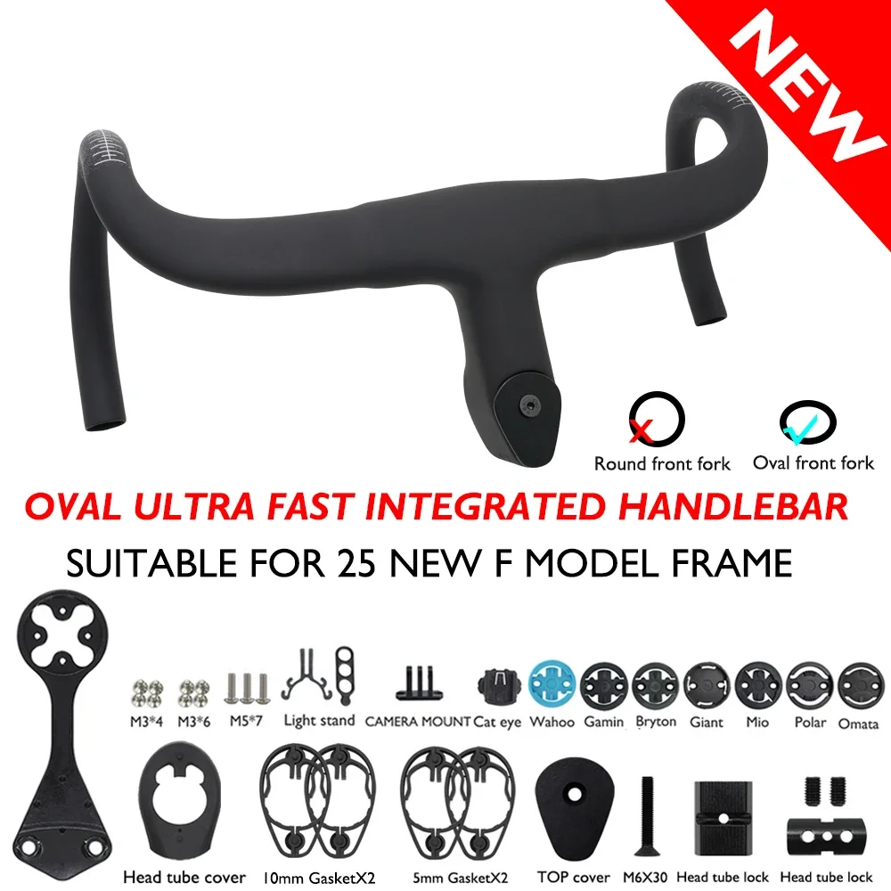 Oval Front Fork Ultra Fast Integrated Handlebar Suitable for 25 New F Frame 380-440mm Includes Computer Holder and Spacers