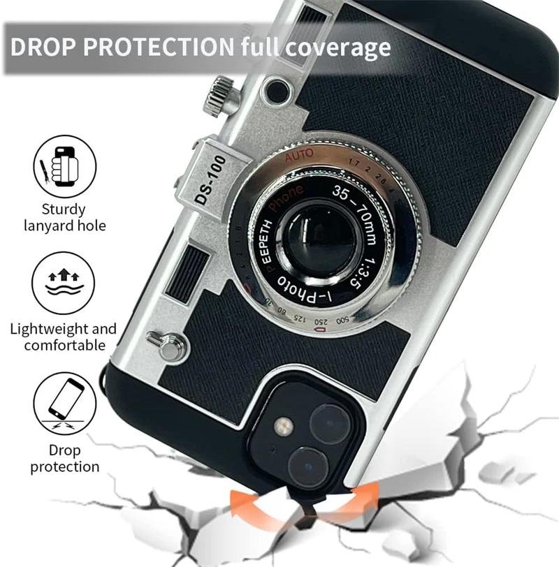 Emily in Paris Vintage Camera Design Case for IPhone 14 11 13 15 16 Pro Max 12 Mini XS XR X 7 8 Plus SE 2022 Cover with Lanyard