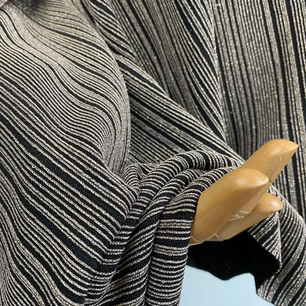 Elasticity Knitted Gold Silver Thread Fabric Fashion Clothing Dresses Wedding Stage Decorations Dance Costumes Cloth Diy Sewing