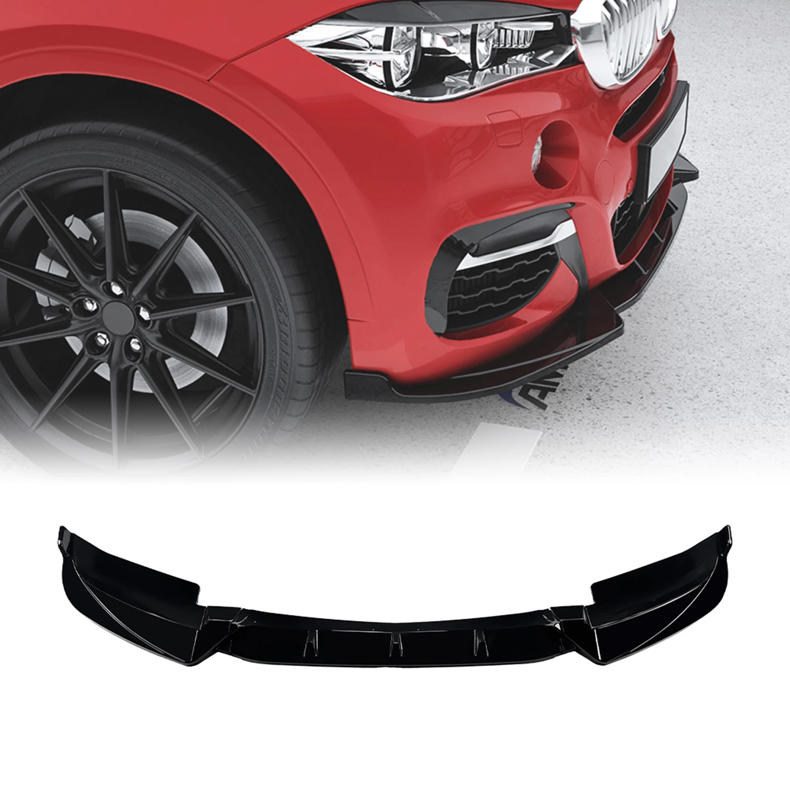 

Front Bumper Spoiler Lip For BMW X6 F16 M Sport 2015-2019 Carbon Fiber Look/Gloss Black Lower Body Splitter Protector Blade Kit