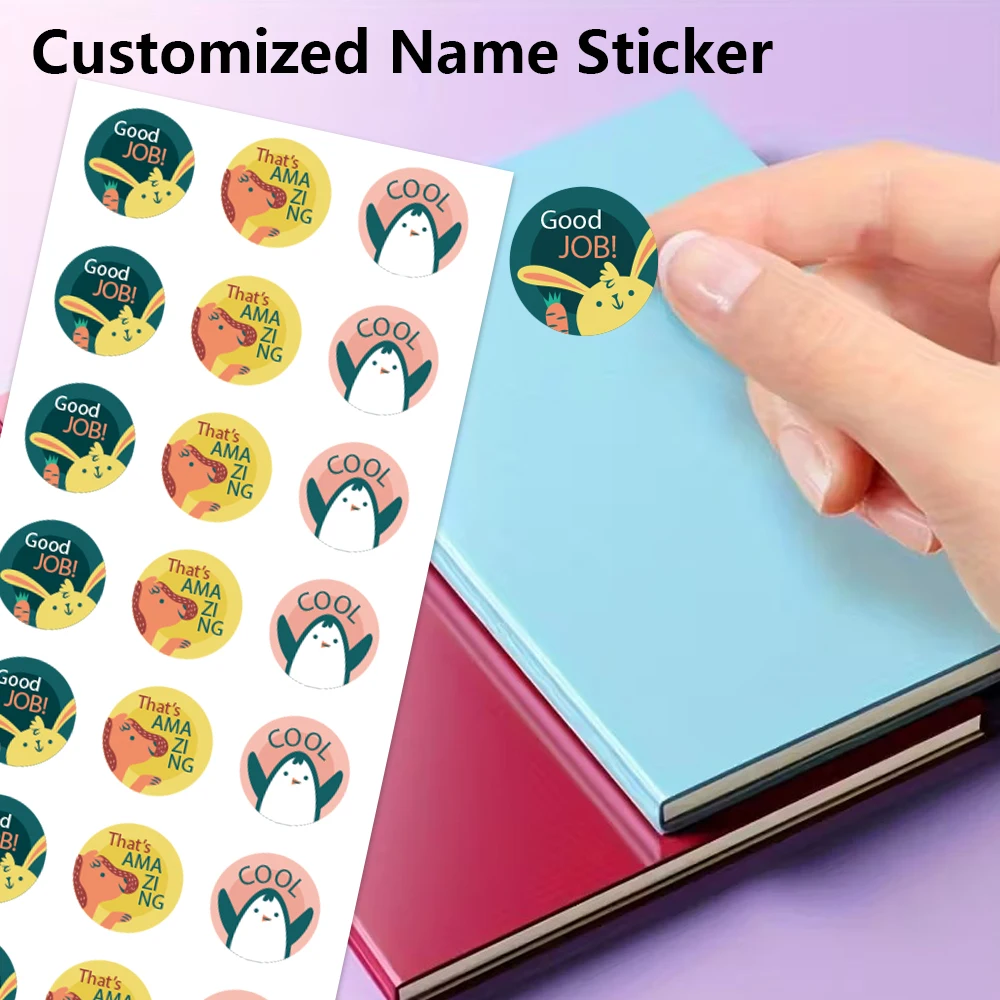 48/96 pcs animal graphics Customized Name Stickers Personalized Bottom Sticker Personalized Tags Scrapbook Stickers Cup Stickers